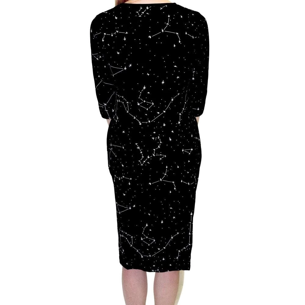 Brothers Knit Garments Shop By Interest Constellations Glow-in-the-dark 3/4th Sleeve Katherine Dress 3 Brothers Knit Garments Shop By Interest Constellations Glow-in-the-dark 3/4th Sleeve Katherine Dress