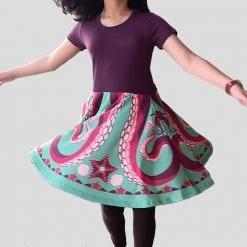 Brothers Knit Garments Matching Family Sets Octopus Kids Twirl Dress