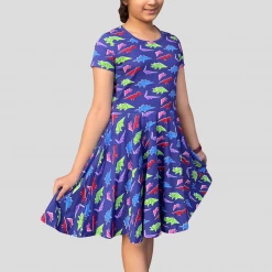 Brothers Knit Garments Matching Family Sets Origami Dinosaurs Kids Twirl Dress