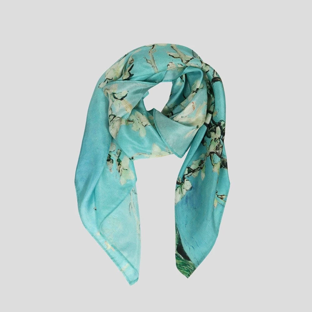Kustomyze Ideas Pvt Ltd Accessories Almond Blossoms Silk Scarf 1 Kustomyze Ideas Pvt Ltd Accessories Almond Blossoms Silk Scarf