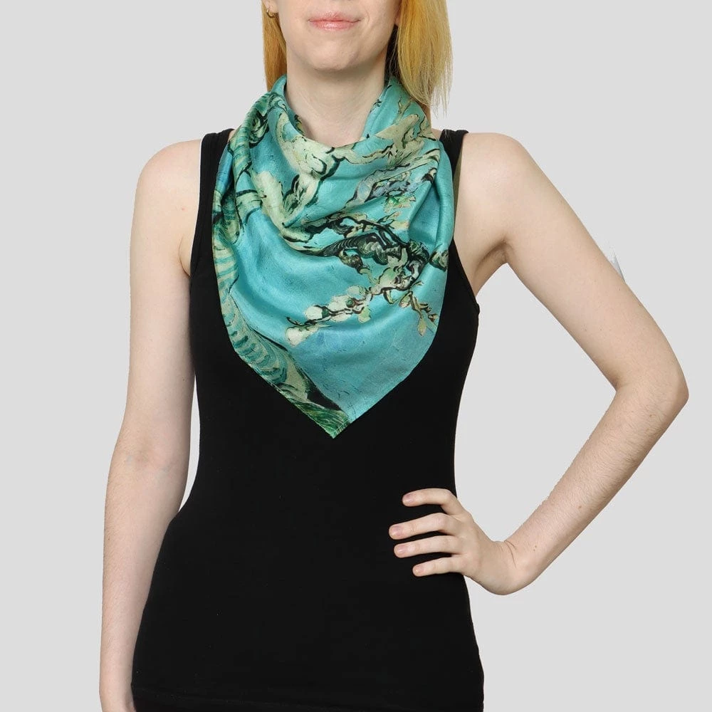 Kustomyze Ideas Pvt Ltd Accessories Almond Blossoms Silk Scarf 2 Kustomyze Ideas Pvt Ltd Accessories Almond Blossoms Silk Scarf