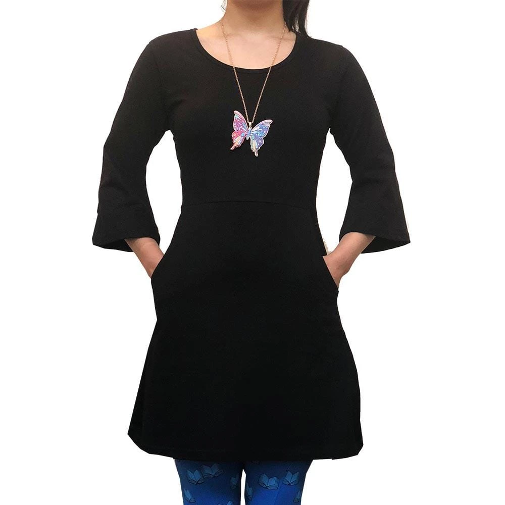 Svaha Apparel Shop By Interest Black Bell Sleeve Curie Tunic With Pockets 1 Svaha Apparel Shop By Interest Black Bell Sleeve Curie Tunic With Pockets