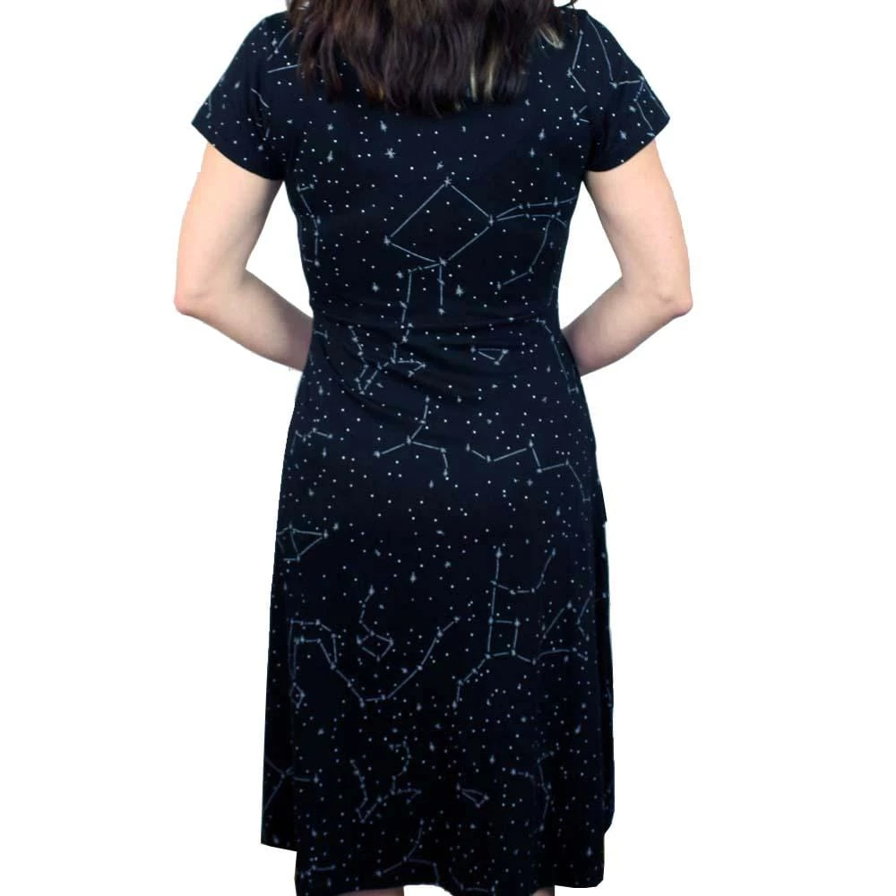Brothers Knit Garments Constellations Glow-in-the-dark Faux Wrap Grace Dress 4 Brothers Knit Garments Constellations Glow-in-the-dark Faux Wrap Grace Dress