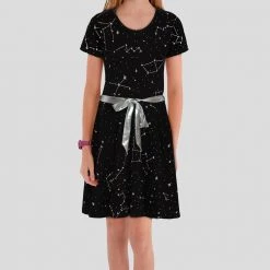 Svaha Apparel Matching Family Sets Constellations Glow-in-the-Dark Short Sleeve Kids Twirl Dress