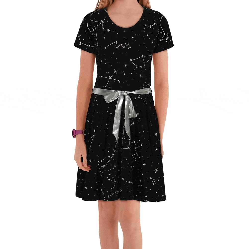Svaha Apparel Matching Family Sets Constellations Glow-in-the-Dark Short Sleeve Kids Twirl Dress 5 Svaha Apparel Matching Family Sets Constellations Glow-in-the-Dark Short Sleeve Kids Twirl Dress