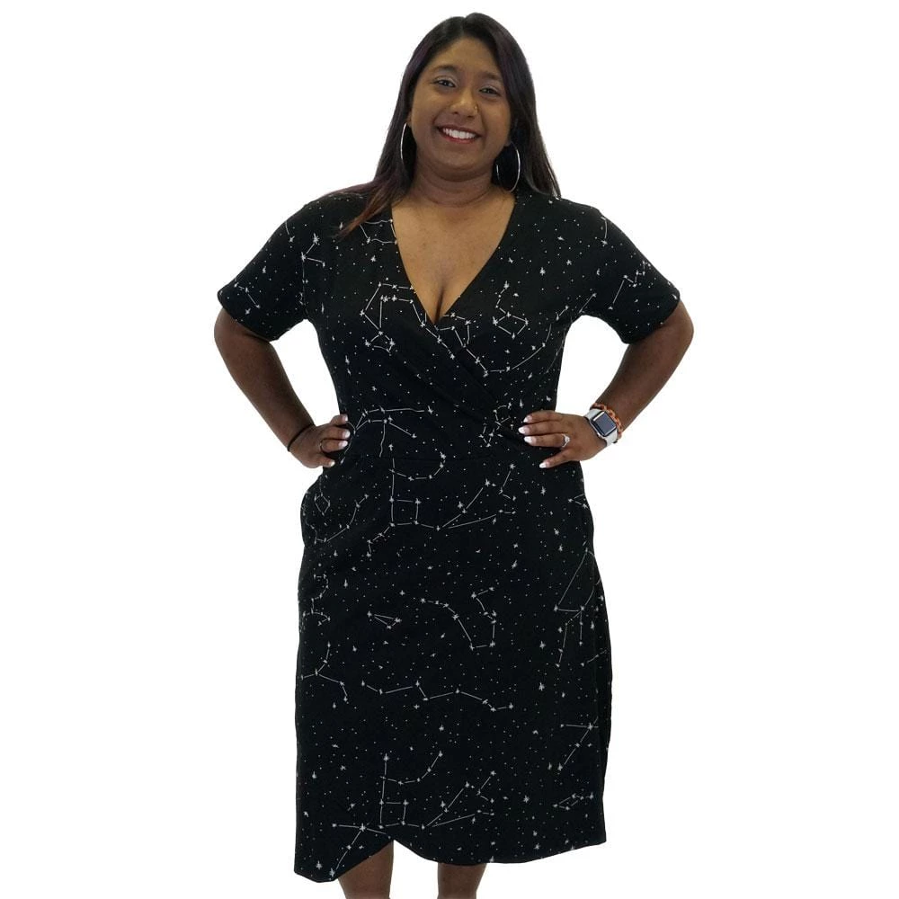 Brothers Knit Garments Constellations Glow-in-the-dark Faux Wrap Grace Dress 7 Brothers Knit Garments Constellations Glow-in-the-dark Faux Wrap Grace Dress