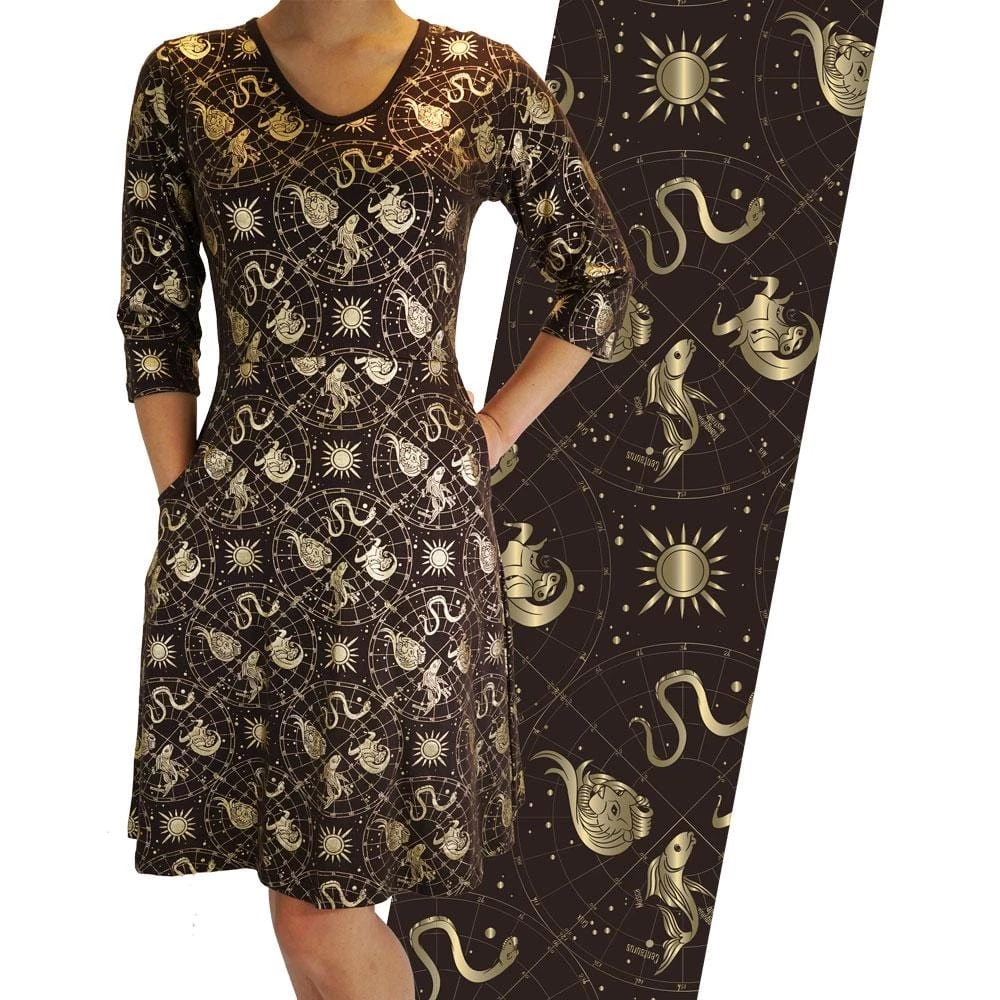 Svaha Apparel Faraway Astrology Foil Print Rosalind Dress 2 Svaha Apparel Faraway Astrology Foil Print Rosalind Dress