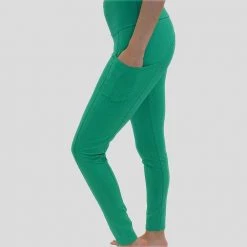Stretch Garments Emerald Green Adults Athletic Fit Leggings With Pockets