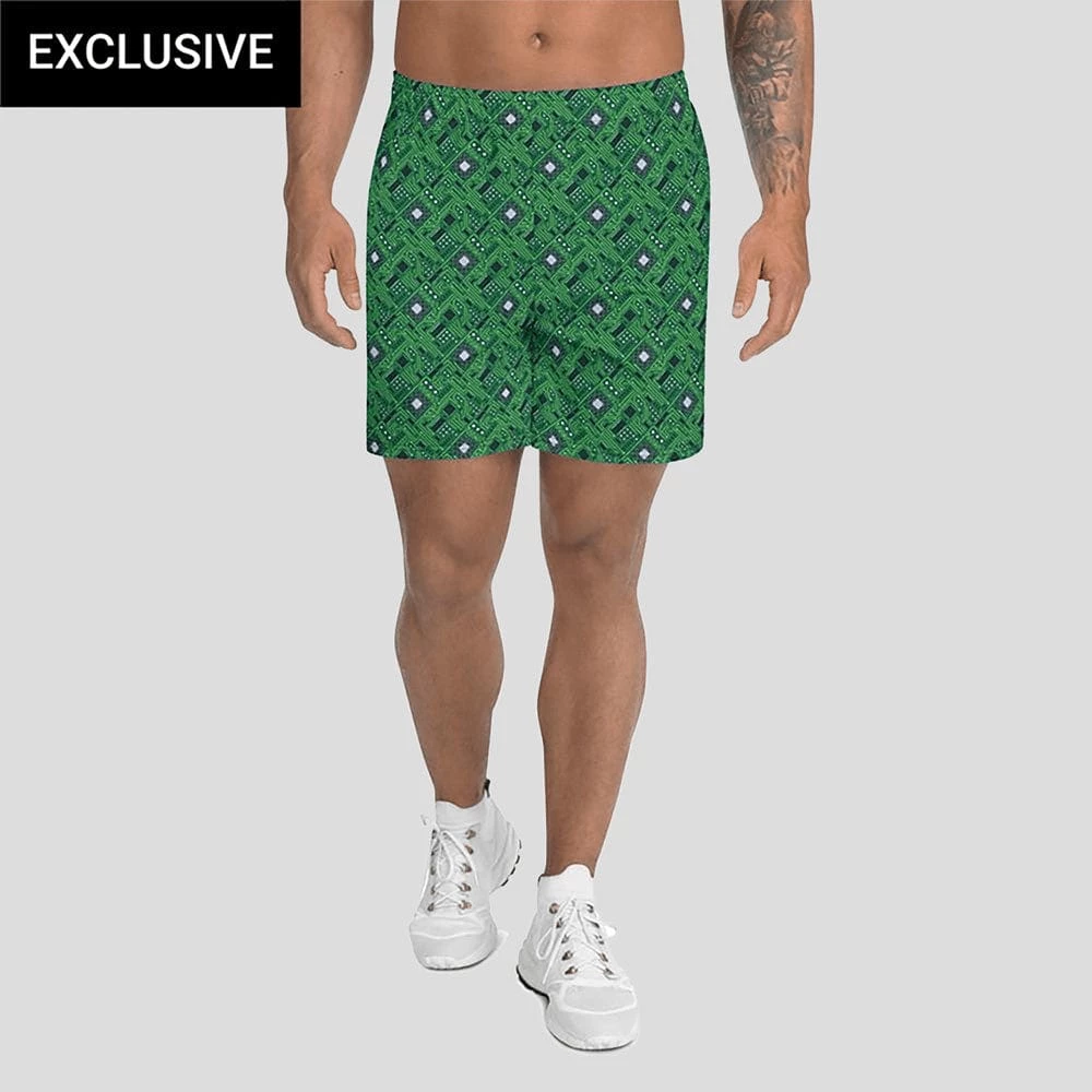 Svaha Apparel Green Circuit Board Custom Athletic Shorts 1 Svaha Apparel Green Circuit Board Custom Athletic Shorts