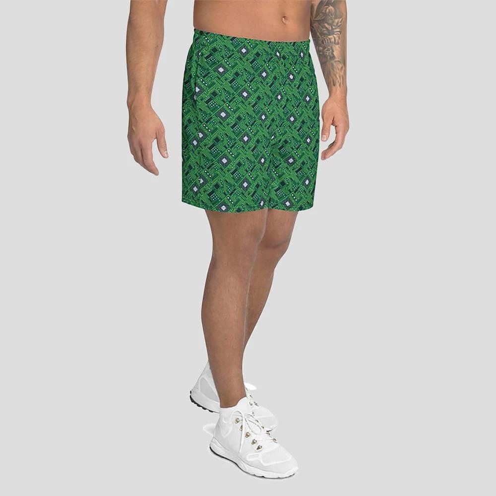 Svaha Apparel Green Circuit Board Custom Athletic Shorts 2 Svaha Apparel Green Circuit Board Custom Athletic Shorts
