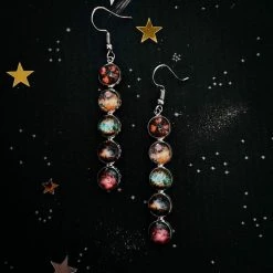 Yugen Tribe Nebula Rainbow Vertical Dangle Earrings Accessories