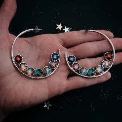 Yugen Tribe Accessories Nebula Rainbow Pride Hoop Earrings