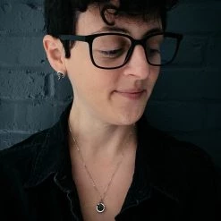 Yugen Tribe Small Round Meteorite Pendant Necklace In Matte Brushed Silver Accessories