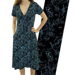 Brothers Knit Garments Illustrated Constellations Glow-in-the-dark Faux Wrap Grace Dress Shop By Interest