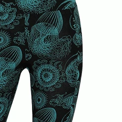 Brothers Knit Garments Jellyfish Glow-in-the-Dark Adults Leggings With Pockets