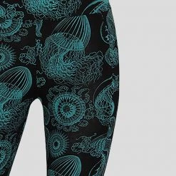 Brothers Knit Garments Jellyfish Glow-in-the-Dark Adults Leggings With Pockets