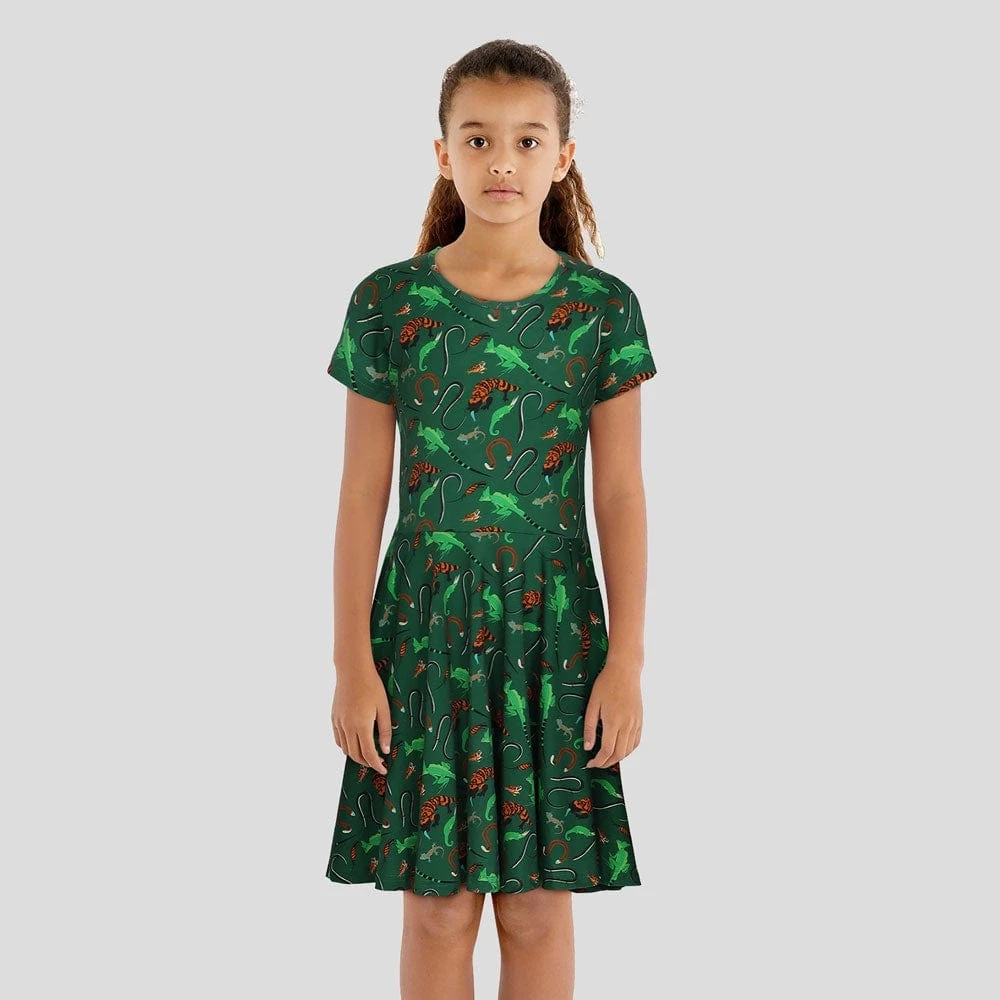 Brothers Knit Garments Lizards Kids Twirl Dress 2 Brothers Knit Garments Lizards Kids Twirl Dress