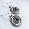 Yugen Tribe Accessories Milky Way Spiral Silver Labradorite Dangle Earrings