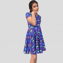 Brothers Knit Garments Matching Family Sets Origami Dinosaurs Kids Twirl Dress