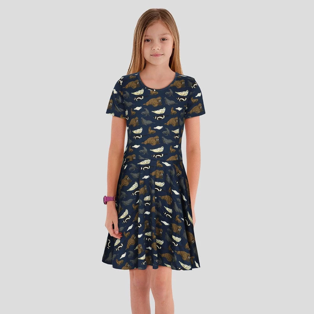 Brothers Knit Garments Pinnipeds Kids Twirl Dress Matching Family Sets 2 Brothers Knit Garments Pinnipeds Kids Twirl Dress Matching Family Sets