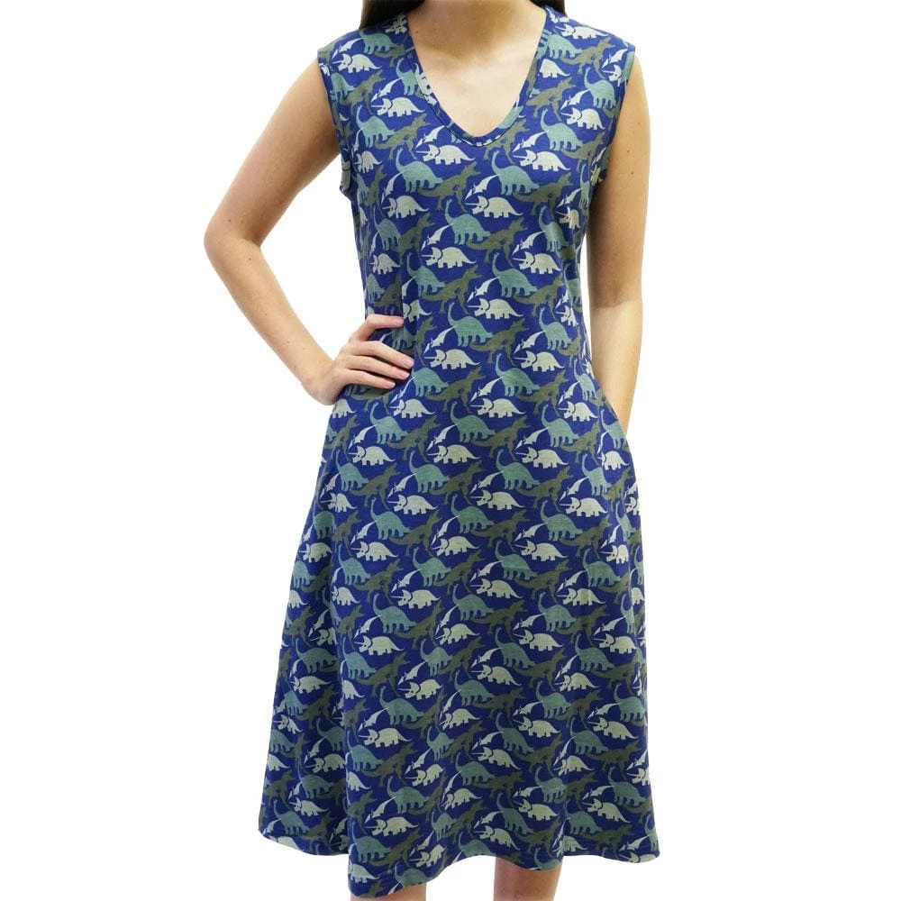 Brothers Knit Garments Pre-historic Animals Sleeveless Katherine Dress 1 Brothers Knit Garments Pre-historic Animals Sleeveless Katherine Dress