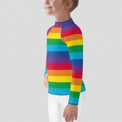 Svaha Apparel Rainbow Stripes Custom Kids Rash Guard Kids & Babies