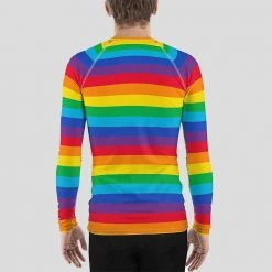 Svaha Apparel Rainbow Stripes Custom Unisex Rash Guard Underwear & Swimwear