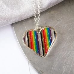 Because Science Accessories Rainbow Ribbon Cable Heart Necklace