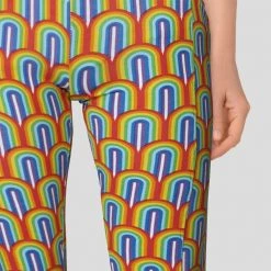 Brothers Knit Garments Retro Rainbow Adults Leggings With Pockets