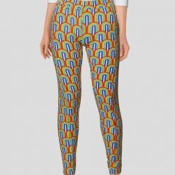 Brothers Knit Garments Retro Rainbow Adults Leggings With Pockets