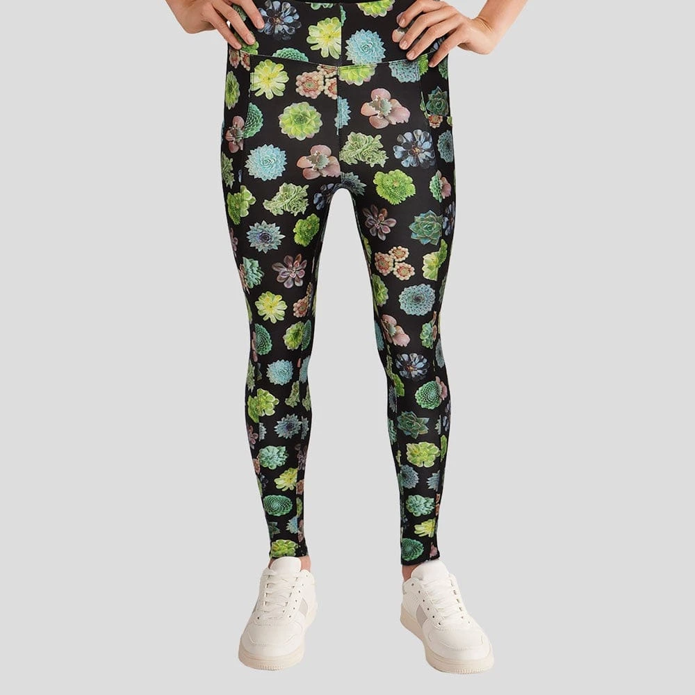 Yiwu Guanli Clothing Limited Succulents Adults Leggings With Pockets 1 Yiwu Guanli Clothing Limited Succulents Adults Leggings With Pockets