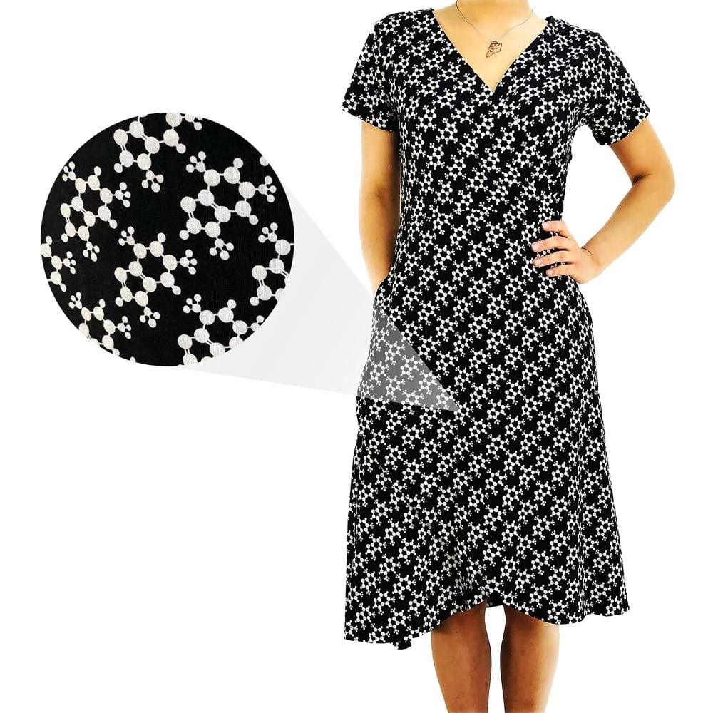 Svaha Apparel Caffeine Molecule Faux Wrap Dress Shop By Interest 1 Svaha Apparel Caffeine Molecule Faux Wrap Dress Shop By Interest