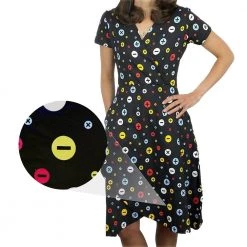 Svaha Apparel Arithmetic Symbols Polka Dots Faux Wrap Dress Shop By Interest