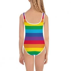 Svaha Apparel Rainbow Stripes Custom All-Over Print Kids Swimsuit