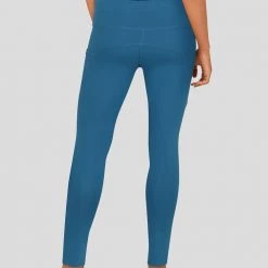 Stretch Garments Blue Adults Athletic Fit Leggings With Pockets