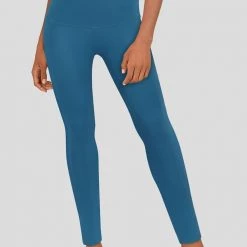Stretch Garments Blue Adults Athletic Fit Leggings With Pockets