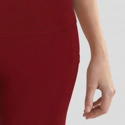 Stretch Garments Burgundy Adults Athletic Fit Leggings With Pockets