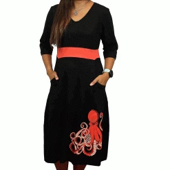 Svaha Apparel White-Spotted Octopus Glow-in-the-Dark Ruby Dress Shop By Interest