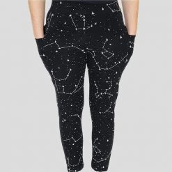 Brothers Knit Garments Constellations Glow-in-the-Dark Adults Cotton Leggings With Pockets