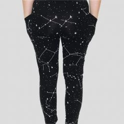 Brothers Knit Garments Constellations Glow-in-the-Dark Adults Cotton Leggings With Pockets