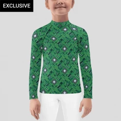 Svaha Apparel Green Circuit Board Custom Kids Rash Guard