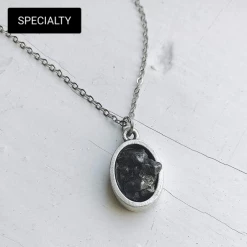 Yugen Tribe Oval Raw Meteorite Pendant Necklace