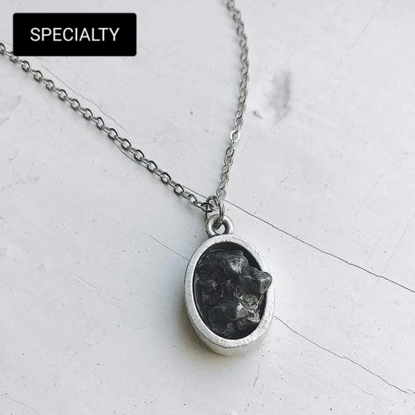 Yugen Tribe Oval Raw Meteorite Pendant Necklace 1 Yugen Tribe Oval Raw Meteorite Pendant Necklace