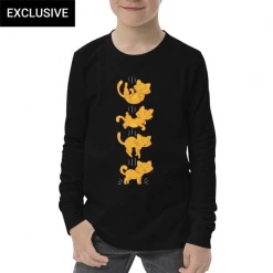 Svaha Apparel T-Shirts & Hoodies Falling Cat Kids Long Sleeve Custom T-shirt
