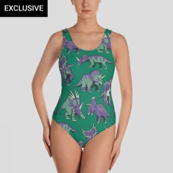 Svaha Apparel Ceratopsids Custom One-Piece Swimsuit Underwear & Swimwear