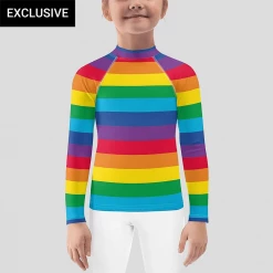 Svaha Apparel Rainbow Stripes Custom Kids Rash Guard Kids & Babies