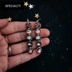Yugen Tribe Nebula Rainbow Vertical Dangle Earrings Accessories