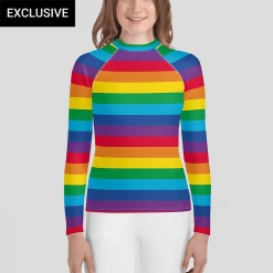 Svaha Apparel Kids & Babies Rainbow Stripes Custom Youth Rash Guard