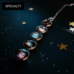 Yugen Tribe Nebula Rainbow Vertical Pendant Necklace Accessories