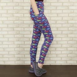 Brothers Knit Garments Origami Dinosaurs Adults Leggings With Pockets